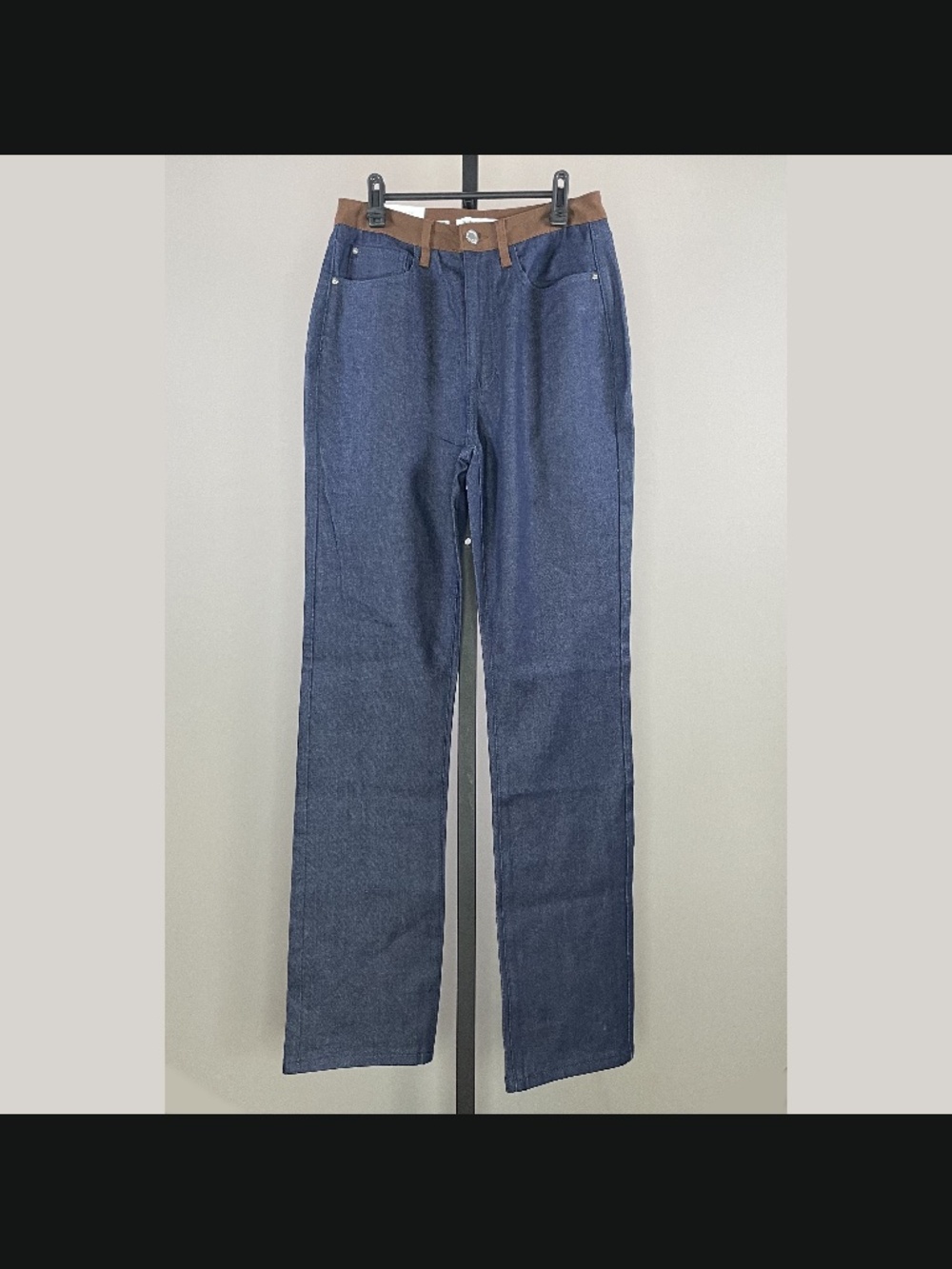 NEW We Wore What Jeans Womens 28 blue brown denim icon straight leg boho indie